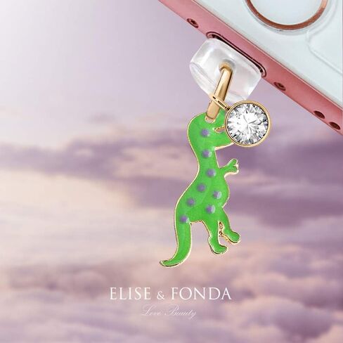 EIISE & FONDA CP65 USB Charging Port Anti Dust Plug Green Dinosaur Pendant Phone Charm for iPhone 11/ XS MAX/XR/X/8 Plus/7/6S/6/SE iPad iPod in Kuwait