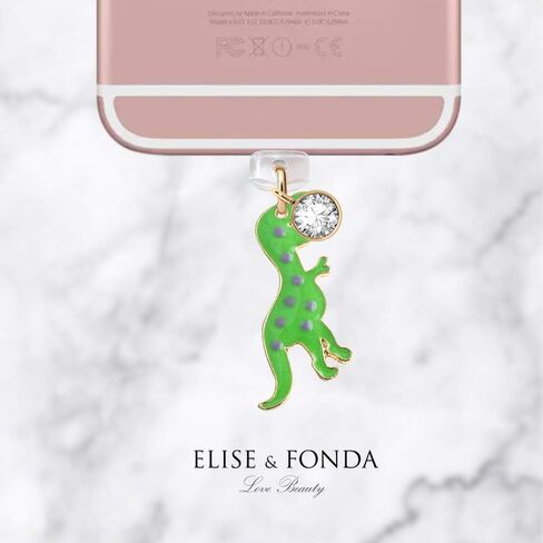 EIISE & FONDA CP65 USB Charging Port Anti Dust Plug Green Dinosaur Pendant Phone Charm for iPhone 11/ XS MAX/XR/X/8 Plus/7/6S/6/SE iPad iPod in Kuwait
