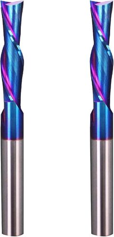 CNC Router Bits 1/4" Shank Down Cut End Mill Tools for Wood Cut Carving | Perfect for Cutting Dados, Grooves and Rabbets.Solid Carbide, with Nano Blue Coating,for Wood Cut Carving Engraving in Kuwait