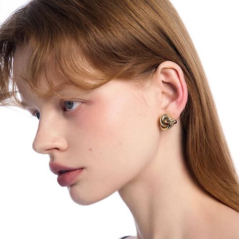 Gold Silver Knot Stud Earrings for Women Statement Button Stud Earrings Minimalist Small Earrings in Kuwait