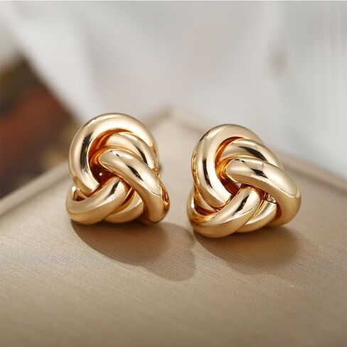 Gold Silver Knot Stud Earrings for Women Statement Button Stud Earrings Minimalist Small Earrings in Kuwait