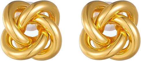 Gold Silver Knot Stud Earrings for Women Statement Button Stud Earrings Minimalist Small Earrings in Kuwait