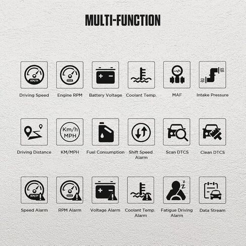 شاشة عرض رأسية للسيارة من Autool X50 Plus عداد رقمي ذكي متعدد الوظائف ومنبه رمز خطأ درجة حرارة الماء. مقياس سرعة العرض الرقمي يدعم مركبات Obdii 12 فولت in Kuwait
