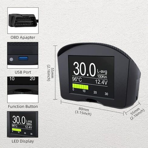 شاشة عرض رأسية للسيارة من Autool X50 Plus عداد رقمي ذكي متعدد الوظائف ومنبه رمز خطأ درجة حرارة الماء. مقياس سرعة العرض الرقمي يدعم مركبات Obdii 12 فولت in Kuwait