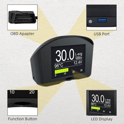 شاشة عرض رأسية للسيارة من Autool X50 Plus عداد رقمي ذكي متعدد الوظائف ومنبه رمز خطأ درجة حرارة الماء. مقياس سرعة العرض الرقمي يدعم مركبات Obdii 12 فولت in Kuwait