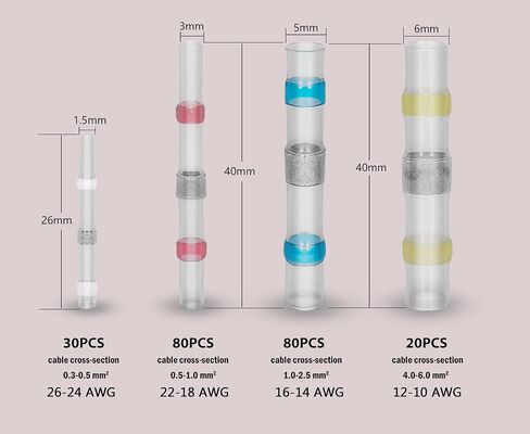 جينسكو 210 قطعة طقم توصيل سلك لحام 26-24 22-18 16-14 12-10 AWG محطات مؤخرة الانكماش الحراري مقاومة للماء مع حافظة in Kuwait