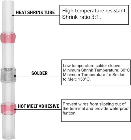 جينسكو 210 قطعة طقم توصيل سلك لحام 26-24 22-18 16-14 12-10 AWG محطات مؤخرة الانكماش الحراري مقاومة للماء مع حافظة in Kuwait