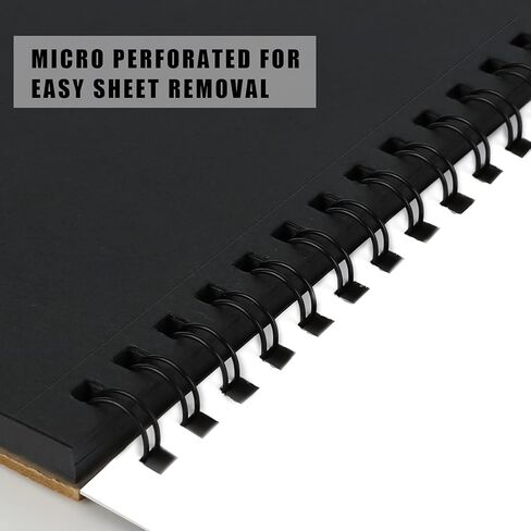 Black Sketch Drawing Paper Pad, 5.5x8.5 inches, 60 Sheets (92LB/150gsm) Heavyweight, Double-Sided Hard Cover, Spiral Bound, for Colored Pencil, Oil Pastel, Charcoal, Graphite, Gel Pen, Ink, Chalk in Saudi Arabia