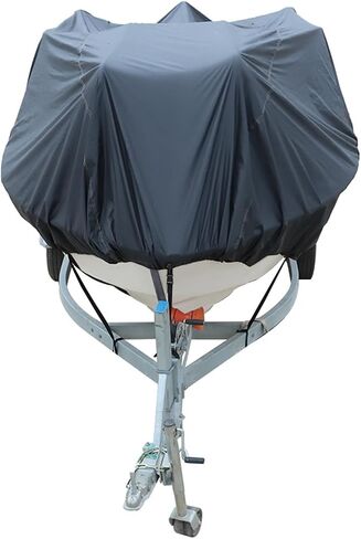 Waterproof Heavy Duty 210D Boat Cover Trailerable Fishing Ski Bass V-Hull Tri-Hull Runabouts Black in Saudi Arabia