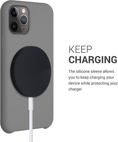 حافظة سيليكون kwmobile متوافقة مع وسادة شاحن Apple MagSafe - غطاء شاحن واقٍ ناعم - أسود in Kuwait
