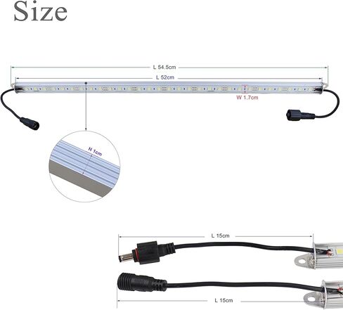 Two 20" 6500K-7000K White Super Bright 30LEDs 5050 Aquarium LED Strip for Fish Tanks - Waterproof Aluminum Lights 12V DC LED Linear Lighting in Saudi Arabia