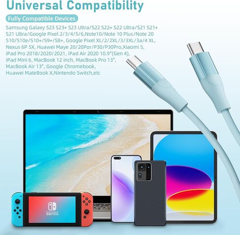 MenoSupp USB C Cable, 3 Pack 6FT USB C Charger Cable 60W Fast Charging Type C Charger Cable Compatible with iPhone 15/15 Pro/15 Pro Max/15 Plus, iPad Mini/Pro/Air, MacBook Air, Pixel and More in Kuwait