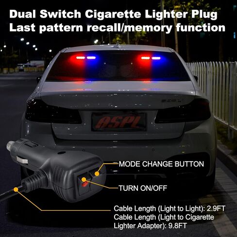 ASPL 2x7.2 Inch Dash Emergency Strobe Lights 16LED Hazard Flashing Warning Traffic Advisor Lights Interior Front/Rear Windshield Safety Deck Split Light Bar For Trucks Vehicles Cars(Amber/White) in Saudi Arabia