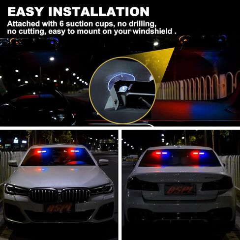 ASPL 2x7.2 Inch Dash Emergency Strobe Lights 16LED Hazard Flashing Warning Traffic Advisor Lights Interior Front/Rear Windshield Safety Deck Split Light Bar For Trucks Vehicles Cars(Amber/White) in Saudi Arabia