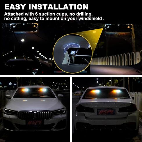 ASPL 2x7.2 Inch Dash Emergency Strobe Lights 16LED Hazard Flashing Warning Traffic Advisor Lights Interior Front/Rear Windshield Safety Deck Split Light Bar For Trucks Vehicles Cars(Amber/White) in Saudi Arabia