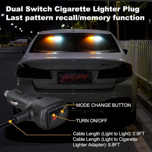 ASPL 2x7.2 Inch Dash Emergency Strobe Lights 16LED Hazard Flashing Warning Traffic Advisor Lights Interior Front/Rear Windshield Safety Deck Split Light Bar For Trucks Vehicles Cars(Amber/White) in Saudi Arabia
