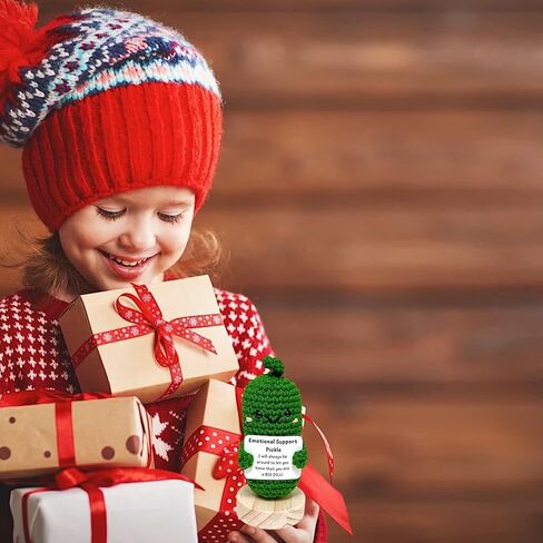 YDQUANI Handmade Emotional Support Pickled Cucumber, Crochet Emotional Support Pickled Cucumber Knitting Doll, Christmas Handwoven Ornament Gifts in Kuwait