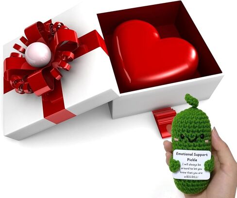 YDQUANI Handmade Emotional Support Pickled Cucumber, Crochet Emotional Support Pickled Cucumber Knitting Doll, Christmas Handwoven Ornament Gifts in Kuwait