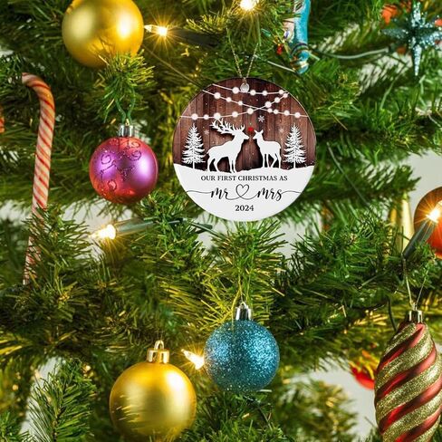2024 First Christmas Ornament, Funny Christmas as Mr & Mrs Couple Married Wedding Decoration 2.9" Ornament, Gag Gift, Keepsake, Ornament to Remember This Year! in Saudi Arabia