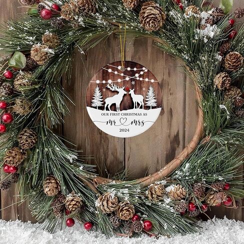 2024 First Christmas Ornament, Funny Christmas as Mr & Mrs Couple Married Wedding Decoration 2.9" Ornament, Gag Gift, Keepsake, Ornament to Remember This Year! in Saudi Arabia