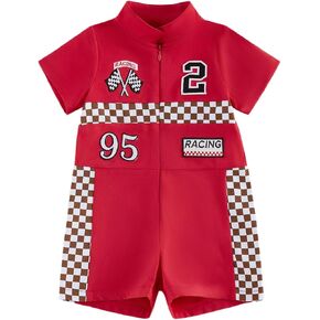 Baby Boy Girl Race Car Outfit Checkered 1st Birthday Racing Season Romper Car Themed Clothes in Kuwait