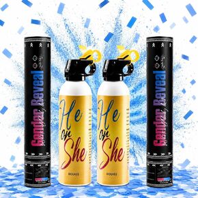 Gender Reveal Fire Extinguisher Blue & Confetti Poppers, 2 Pack Confetti Poppers & 2 Pack Smoke Spray for Baby Shower Gender Reveal Party, Blue Powder Reveal Set for Photo Props and Party Supplies in Saudi Arabia
