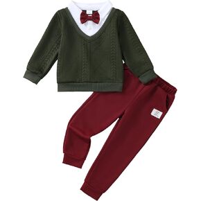 Toddler Boy Clothes Long Sleeve Sweatshirt Tops + Pants Fall Winter Outfits 2 Piece Set 3-8 Years in Saudi Arabia