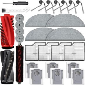 29 Pack Accessories Kit for Roborock Saros 10 Robot Vacuum | 1 Pairs Mainbrush 6 Side Brush 4 Filter 6 Dust Bags 4 Long Mop 4 Small Round Mop 1 Base Station Brush 2 Tools in Saudi Arabia