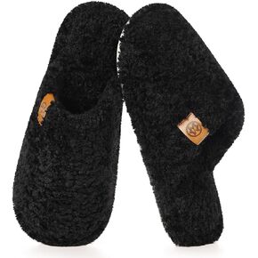 Women's Cozy Slippers Warm Fuzzy Slippers,Black,10-11 Women | Memory Foam,Anti-slip,Lightweight in Saudi Arabia