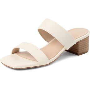 Marc Ford Wide Width Sandals for Women Raffia Heels 2-Inch Chunky Low Sandals Square Open Toe Dress Shoes Wide Feet Friendly Two Strap in Kuwait