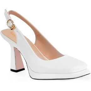 ANN CREEK High Heels for Women Slingback Square Toe Pumps Shoes Black Closed Toe Mary Jane Heels Fashion Dressy Platform Heeled Sandals White Size 13 in Kuwait