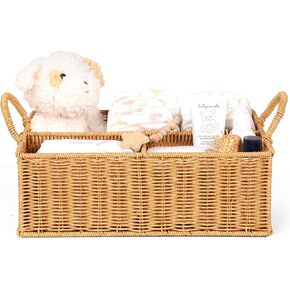 Diaper Caddy Organizer, Hand Rattan Nursery Baby Basket Changing Table Organizer for Baby Essentials, Baby Shower Gifts, Versatile Shelf Basket Bathroom/Kitchen Organizer (Natural, L) in Kuwait