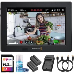 Blackmagic Design Video Assist 3G-SDI/HDMI 7 inch Recorder/Monitor Bundle | Includes 64GB UHS-II Card + 2x NPF-550 Batteries + Battery Charger + Cleaning Kit (HYPERD/AVIDA03/7) (8pcBundle) in Kuwait