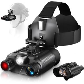 Night Vision Goggles, Upgraded Rechargeable Head-Mounted Night Vision Binoculars with 32GB TF Card, Hands Free, Tactical Flashlight, 1312FT, 8X Digital Zoom | 36MP Photo, 1312FT Range, Hands Free, 8X Digital Zoom, 3000mAh Battery, Day or Night, Large HD D in Kuwait