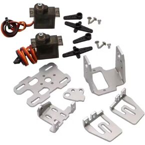 Dual Servo Gimbal Bracket Camera Pan-Tilt Stand for FPV RC Model Aircraft | DC 4.8-5V Servo Controlled 29x29mm Camera Holder with 2PCS 9G Steering Gear Servo in Kuwait