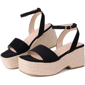 Marc Ford Platform Sandals for Women Summer Espadrilles Wedges - Ankle Strap, Buckle, Open Toe, Beach Shoes, Vacation, Dressy in Kuwait