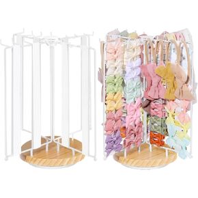 POVETIRE Headband Holder Bow Organizer for Girls,Rotating Hair Bow Storage | Metal Hair Accessories Organizer Baby Headband Holder for Girls,Large Capacity Hair Clips Stand Display for Nursery Decor in Saudi Arabia