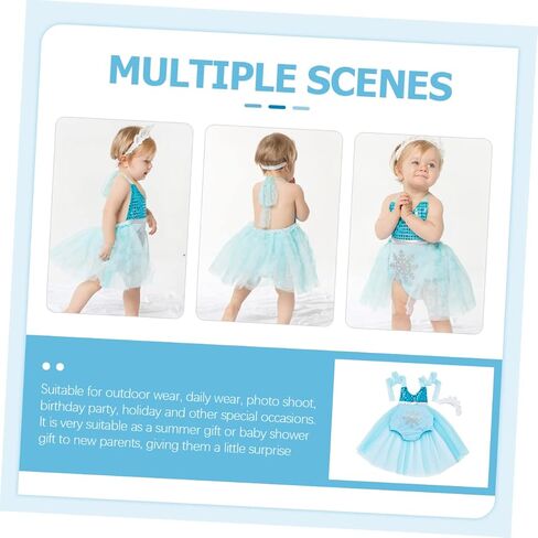 Summer Romper Dress with Headband Breathable Lace Mermaid Skirt Outfit for Photo Shoots Birthday Parties and Outdoor Wear Comfortable Months Clothing in Kuwait