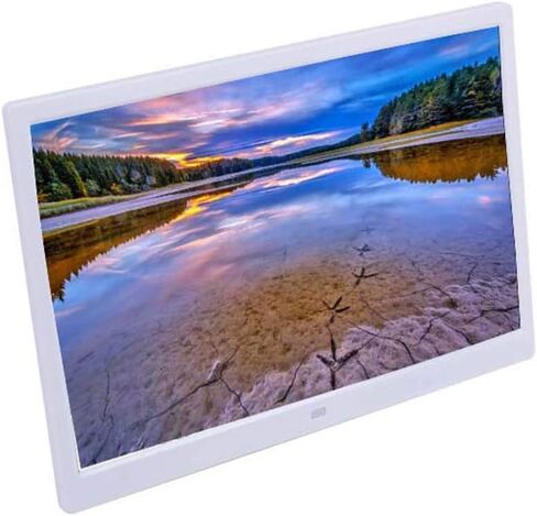 Photo Frame 15-inch high-Definition LED Digital Electronic Commercial Advertising Machine Supports Calendar, Clock, Video/Music Playback Gift (White) in Kuwait