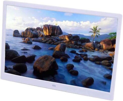 Photo Frame 15-inch high-Definition LED Digital Electronic Commercial Advertising Machine Supports Calendar, Clock, Video/Music Playback Gift (White) in Kuwait