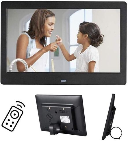 Digital Photo Frame, 10 Inch IPS Screen Digital Photo Frames with USB SD Card Slots and Remote Control Digital Picture Frame HD 16:9 Widescreen 1024 * 600 (White1024*600) (Black1280*800) in Kuwait