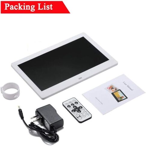 Digital Photo Frame, 10 Inch IPS Screen Digital Photo Frames with USB SD Card Slots and Remote Control Digital Picture Frame HD 16:9 Widescreen 1024 * 600 (White1024*600) (Black1280*800) in Kuwait