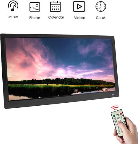 15.6 inch IPS Screen Multi-Function Full Format Digital Photo Frame Video Advertising Machine high Resolution Electronic Photo Frame Black/White 1080P Gift (Black) in Kuwait