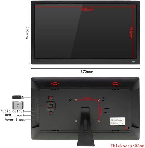 15.6 inch IPS Screen Multi-Function Full Format Digital Photo Frame Video Advertising Machine high Resolution Electronic Photo Frame Black/White 1080P Gift (Black) in Kuwait