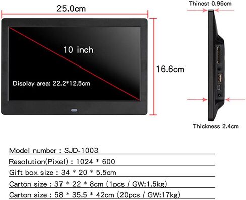Digital Photo Frame, 10 Inch Led Hd Electronic Picture Frames,1024×600 Resolution, with Remote Control,Effortless One Minute Setup for A Loved One (White) (White) in Kuwait