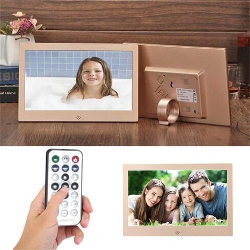 Metal Digital Photo Frame 10 Inch 1024 600 IPS Display with Music MP3 Calendar, Alarm Clock, USB and SD Card Slots and Remote Control, Wall Mounted, Metalsilver (Metalsilver) in Kuwait