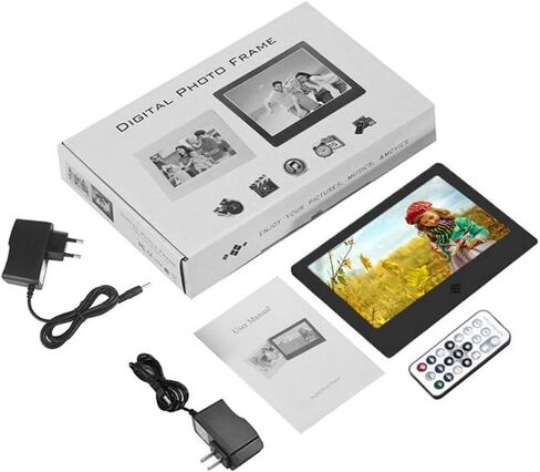 Metal Digital Photo Frame 10 Inch 1024 600 IPS Display with Music MP3 Calendar, Alarm Clock, USB and SD Card Slots and Remote Control, Wall Mounted, Metalsilver (Metalsilver) in Kuwait