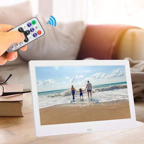 10Inch Digital Photo Frame, 1024 * 600 16:9 Tft Digital Screen, Wireless Remote Control Photo Frame, Support - Memmory Card/U Disk 32Gb, Av/Mp4/Mp3/Jpg/Jpeg, Clock/Calendar, (Black) (White) in Kuwait