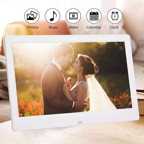 10Inch Digital Photo Frame, 1024 * 600 16:9 Tft Digital Screen, Wireless Remote Control Photo Frame, Support - Memmory Card/U Disk 32Gb, Av/Mp4/Mp3/Jpg/Jpeg, Clock/Calendar, (Black) (White) in Kuwait