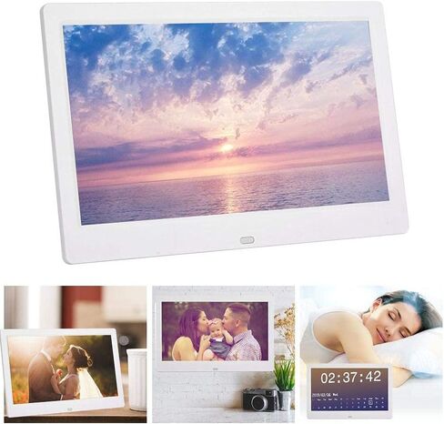 10Inch Digital Photo Frame, 1024 * 600 16:9 Tft Digital Screen, Wireless Remote Control Photo Frame, Support - Memmory Card/U Disk 32Gb, Av/Mp4/Mp3/Jpg/Jpeg, Clock/Calendar, (Black) (White) in Kuwait